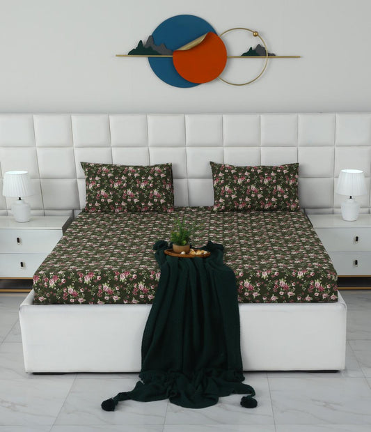 Percale Fitted Bed Sheet- PFL001 Fitted Sheets Apricot