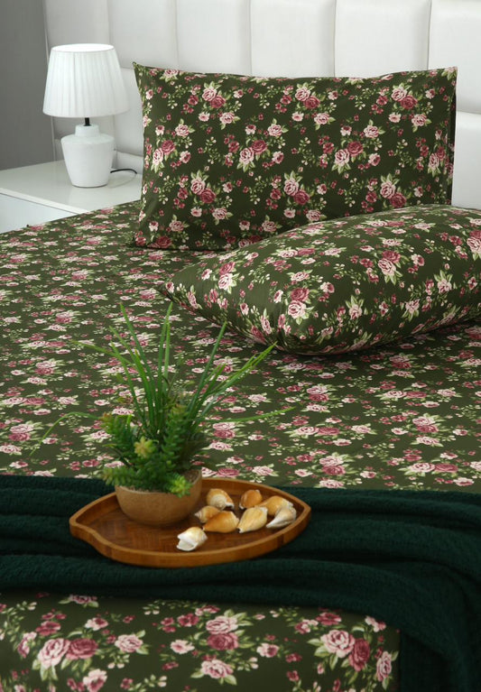 2Pcs Digital Percale Single Bed Sheet With Same Fabric Packing- PC001 single bed sheet Apricot