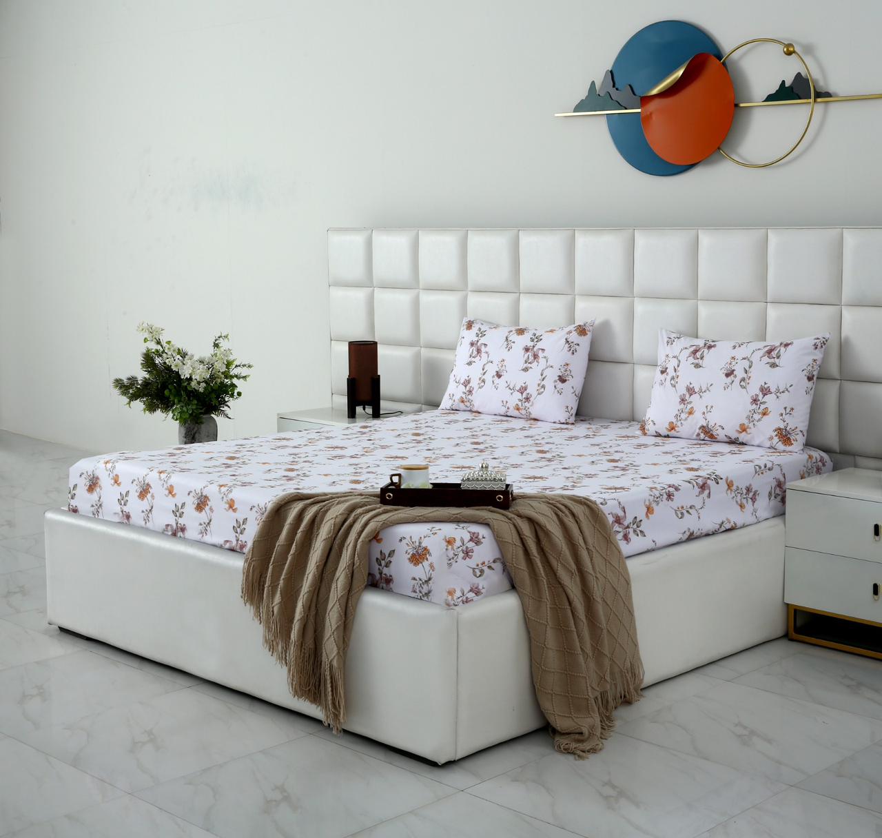 Fitted Bed Sheet- PFT016 Fitted Sheets Apricot