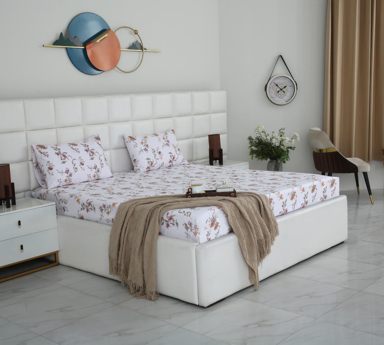 Fitted Bed Sheet- PFT016 Fitted Sheets Apricot