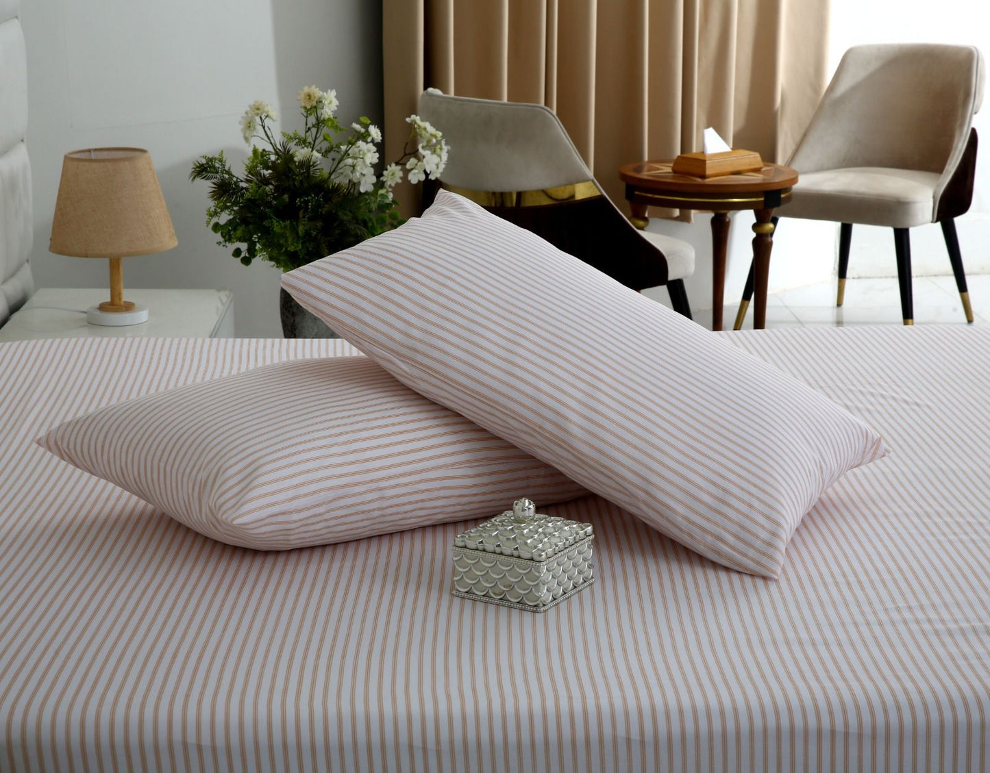 Fitted Bed Sheet- PFT012 Fitted Sheets Apricot