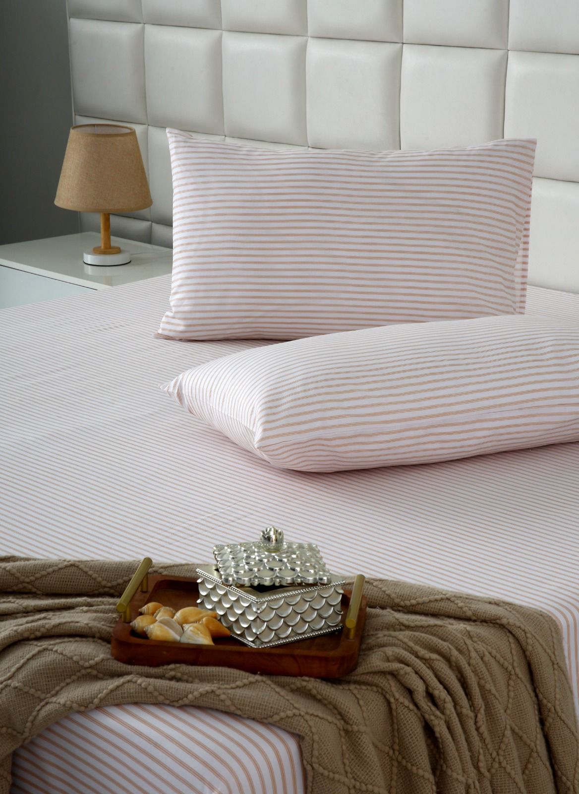 Fitted Bed Sheet- PFT012 Fitted Sheets Apricot
