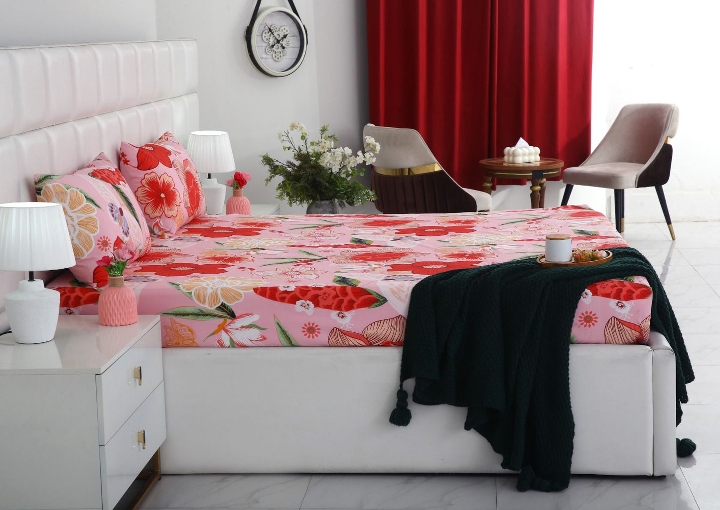 Fitted Bed Sheet- PFT017 Fitted Sheets Apricot