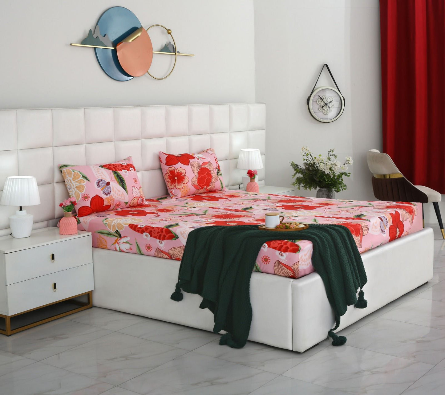 Fitted Bed Sheet- PFT017 Fitted Sheets Apricot