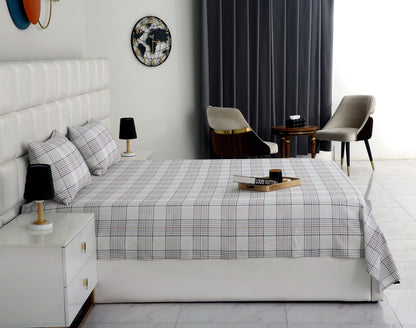 3 PCs Double Bed Sheet With Same Packing- Check BED SHEET Apricot