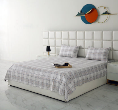 3 PCs Double Bed Sheet With Same Packing- Check BED SHEET Apricot