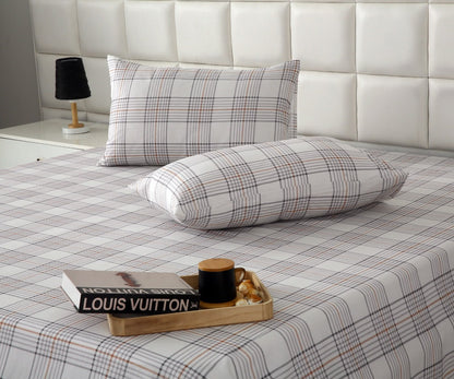 3 PCs Double Bed Sheet With Same Packing- Check BED SHEET Apricot