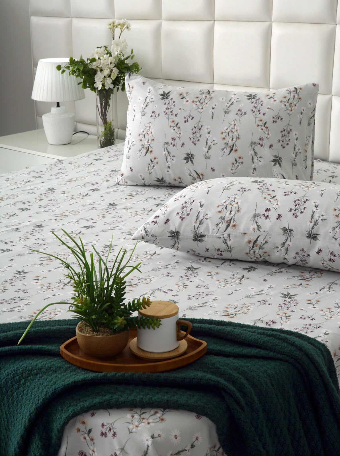 3 PCs Double Bed Sheet With Same Packing- Flora Haze BED SHEET Apricot