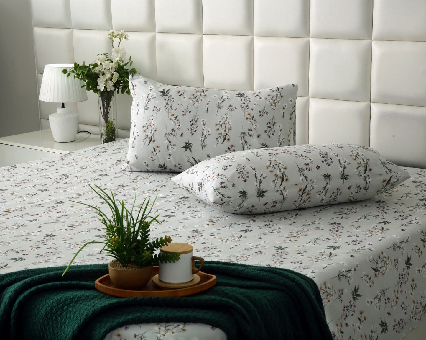 3 PCs Double Bed Sheet With Same Packing- Flora Haze BED SHEET Apricot