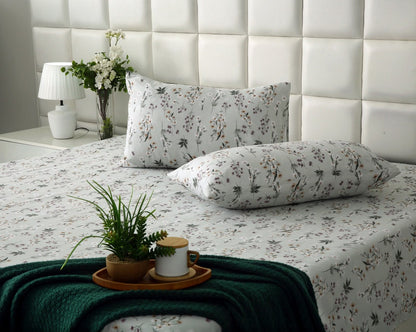 3 PCs Double Bed Sheet With Same Packing- Flora Haze BED SHEET Apricot