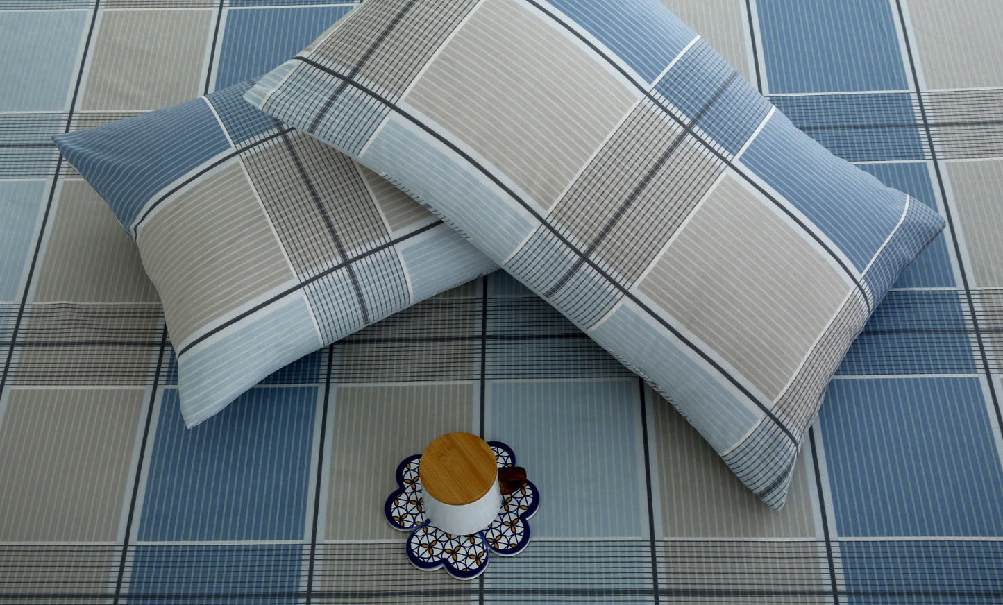 3 PCs Double Bed Sheet With Same Packing- Cobblestone