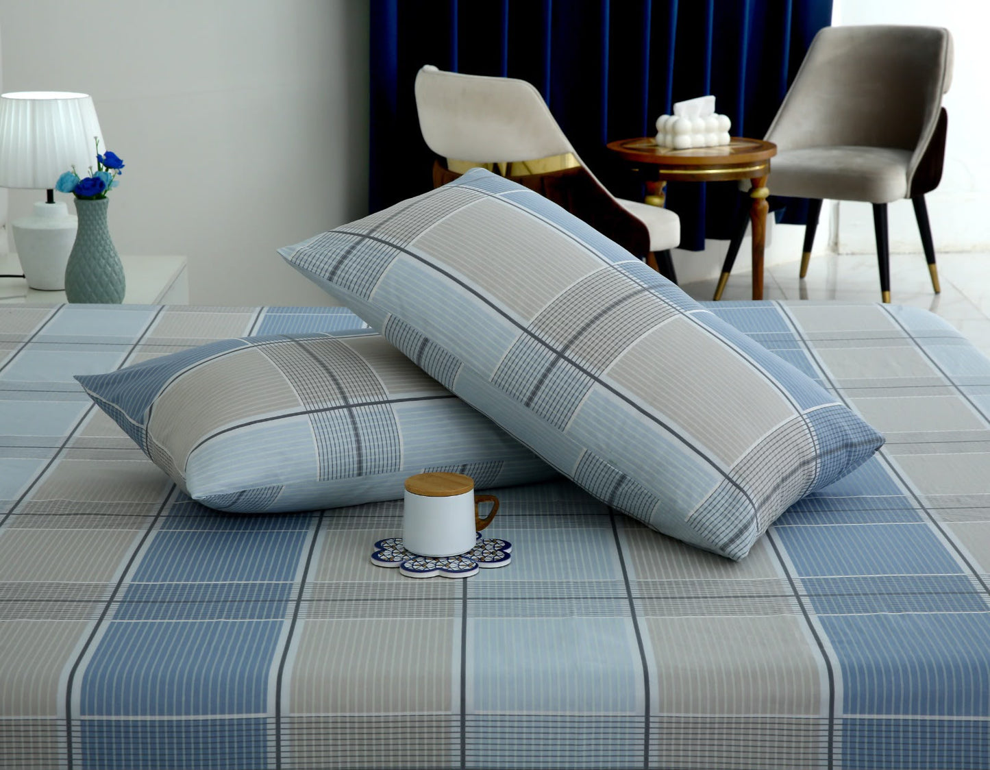 3 PCs Double Bed Sheet With Same Packing- Cobblestone