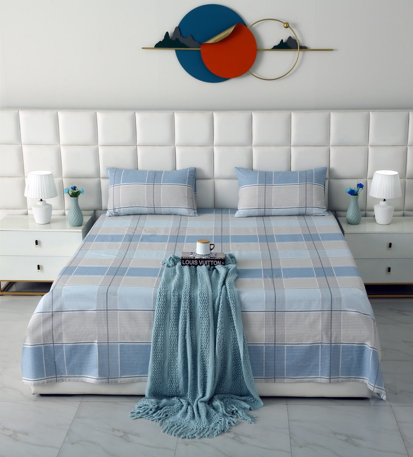 3 PCs Double Bed Sheet With Same Packing- Cobblestone