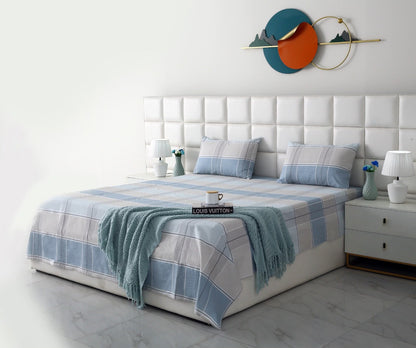 3 PCs Double Bed Sheet With Same Packing- Cobblestone
