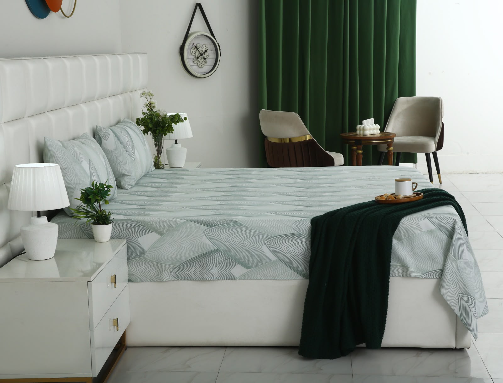 3 PCs Double Bed Sheet With Same Packing- Sketchey Art BED SHEET Apricot
