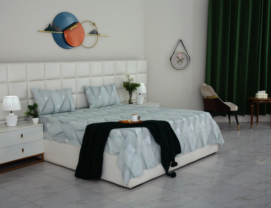 3 PCs Double Bed Sheet With Same Packing- Sketchey Art BED SHEET Apricot