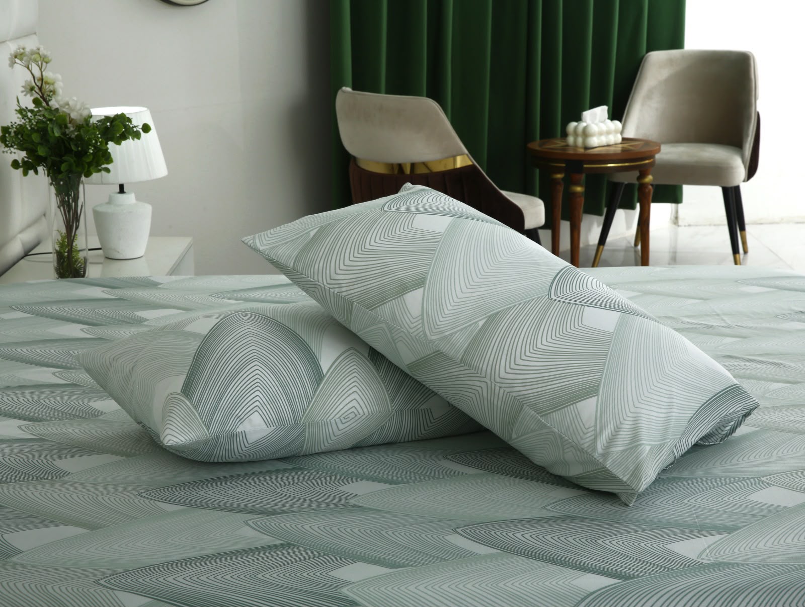 3 PCs Double Bed Sheet With Same Packing- Sketchey Art BED SHEET Apricot