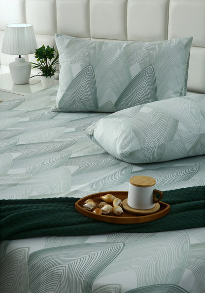 3 PCs Double Bed Sheet With Same Packing- Sketchey Art BED SHEET Apricot