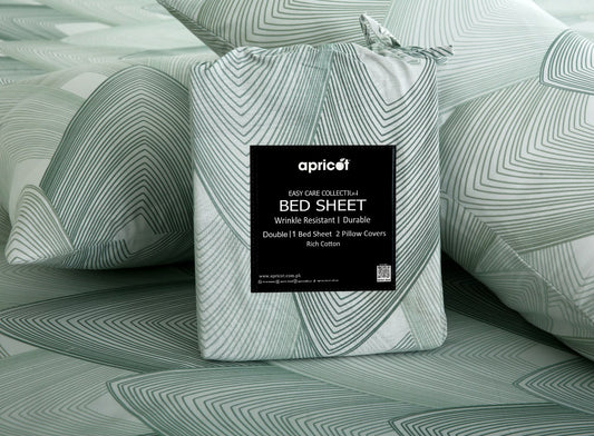 3 PCs Double Bed Sheet With Same Packing- Sketchey Art BED SHEET Apricot