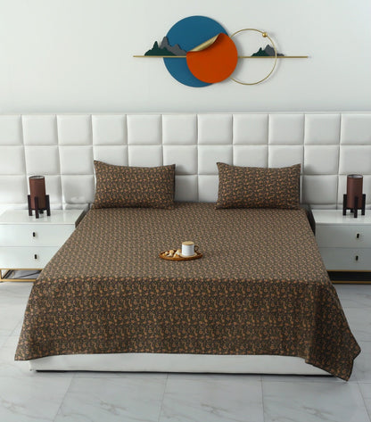 3 PCs Double Bed Sheet With Same Packing- Coral Spice BED SHEET Apricot