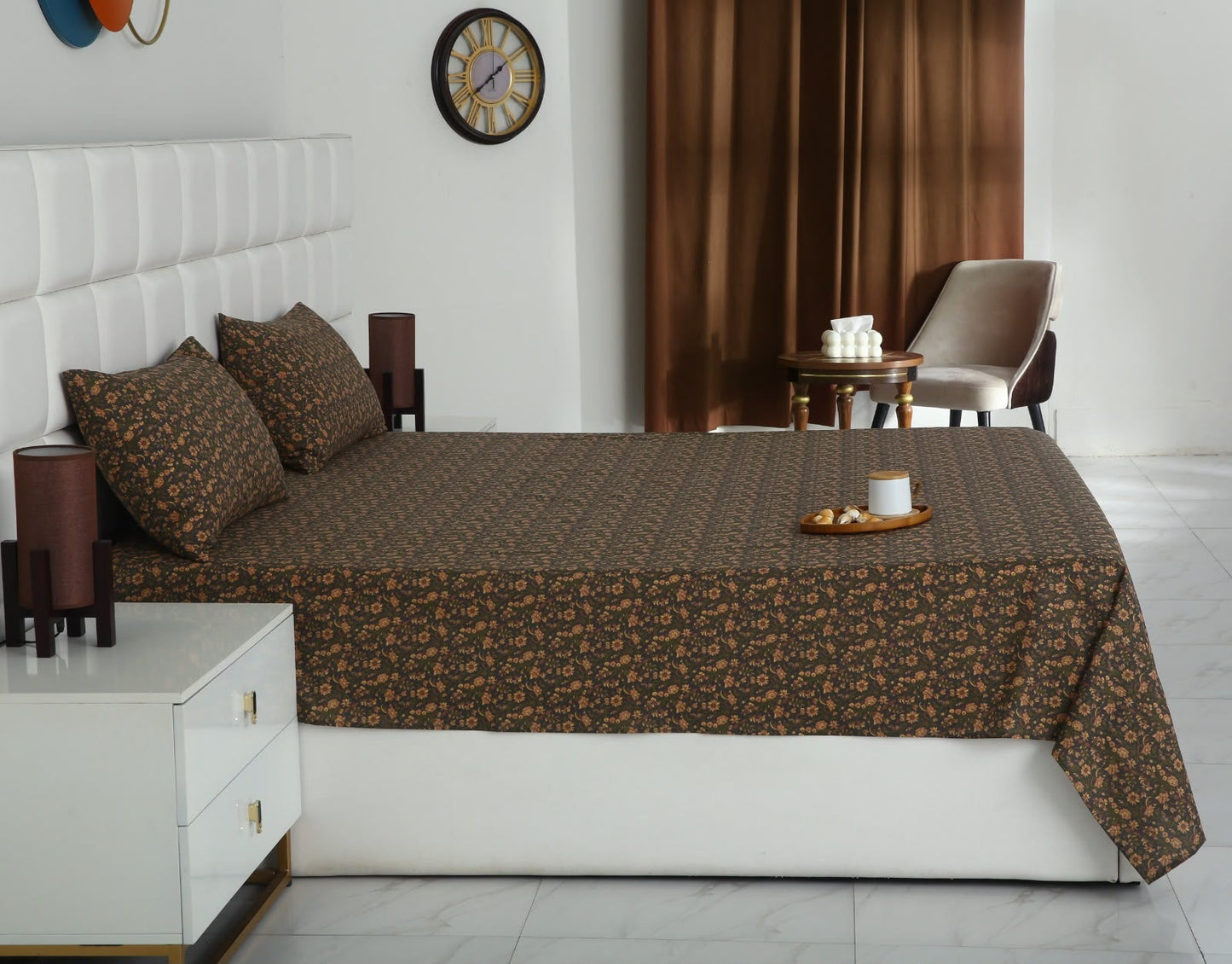 3 PCs Double Bed Sheet With Same Packing- Coral Spice BED SHEET Apricot