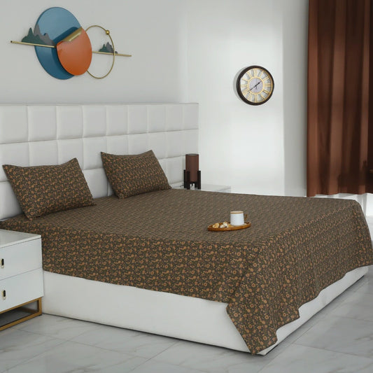 3 PCs Double Bed Sheet With Same Packing- Coral Spice BED SHEET Apricot