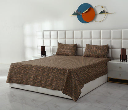 3 PCs Double Bed Sheet With Same Packing- Coral Spice BED SHEET Apricot