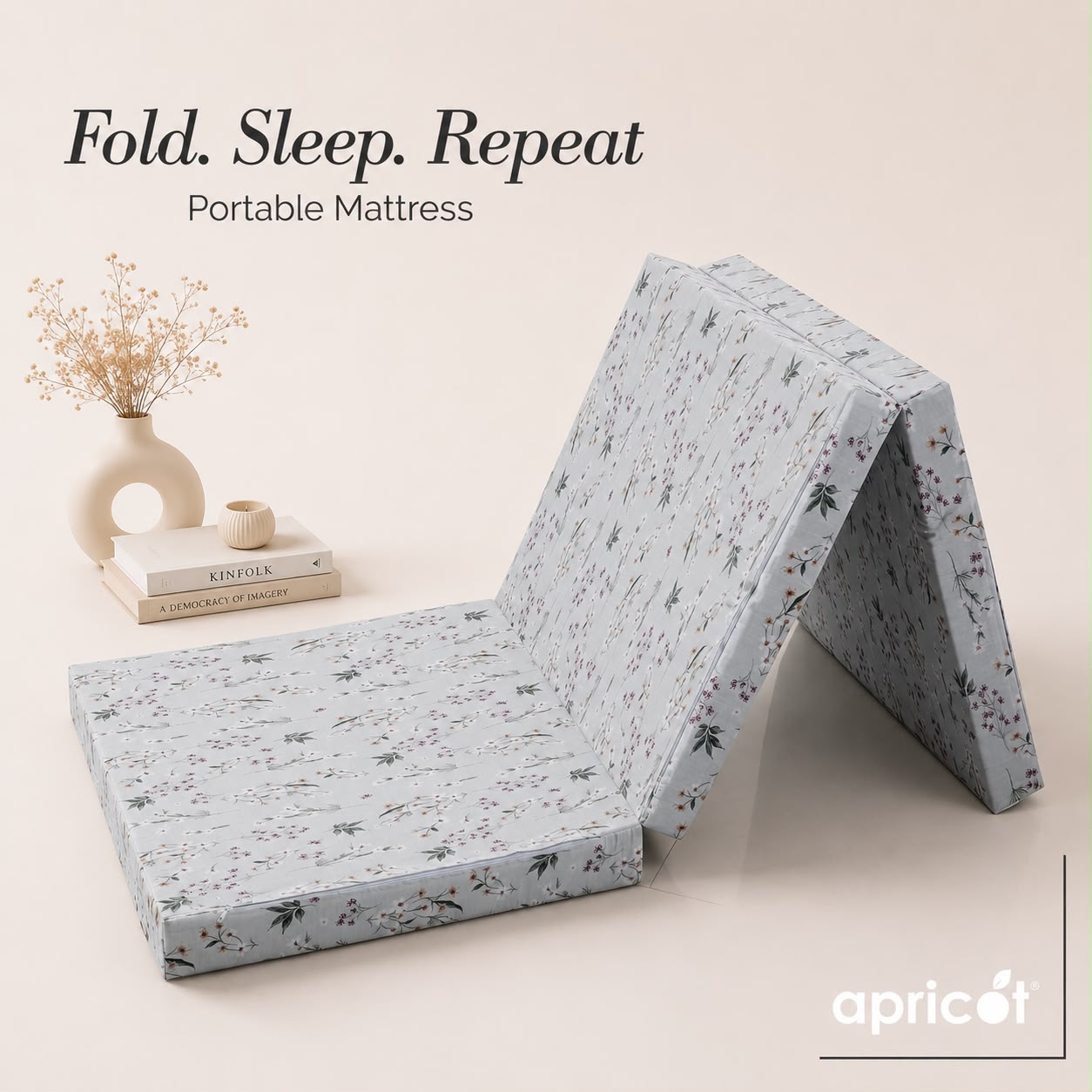 Foldable Mattress Mattress- Botanics Flower Protectors Apricot