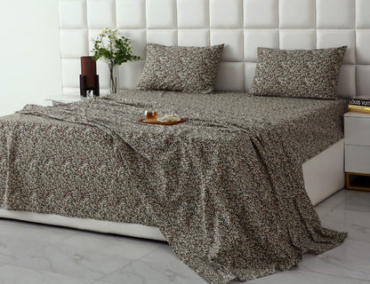 3 PCs Double Bed Sheet With Same Packing- Brown Hawaii