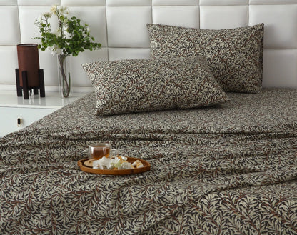 3 PCs Double Bed Sheet With Same Packing- Brown Hawaii