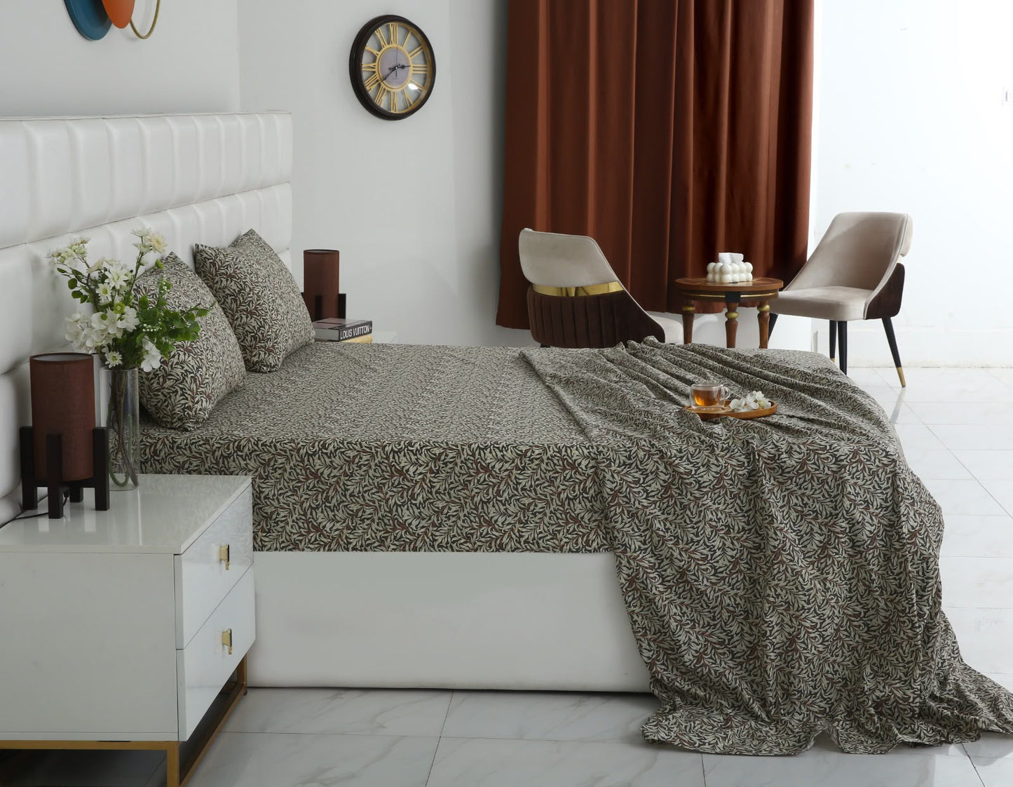 3 PCs Double Bed Sheet With Same Packing- Brown Hawaii