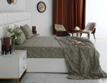 3 PCs Double Bed Sheet With Same Packing- Brown Hawaii