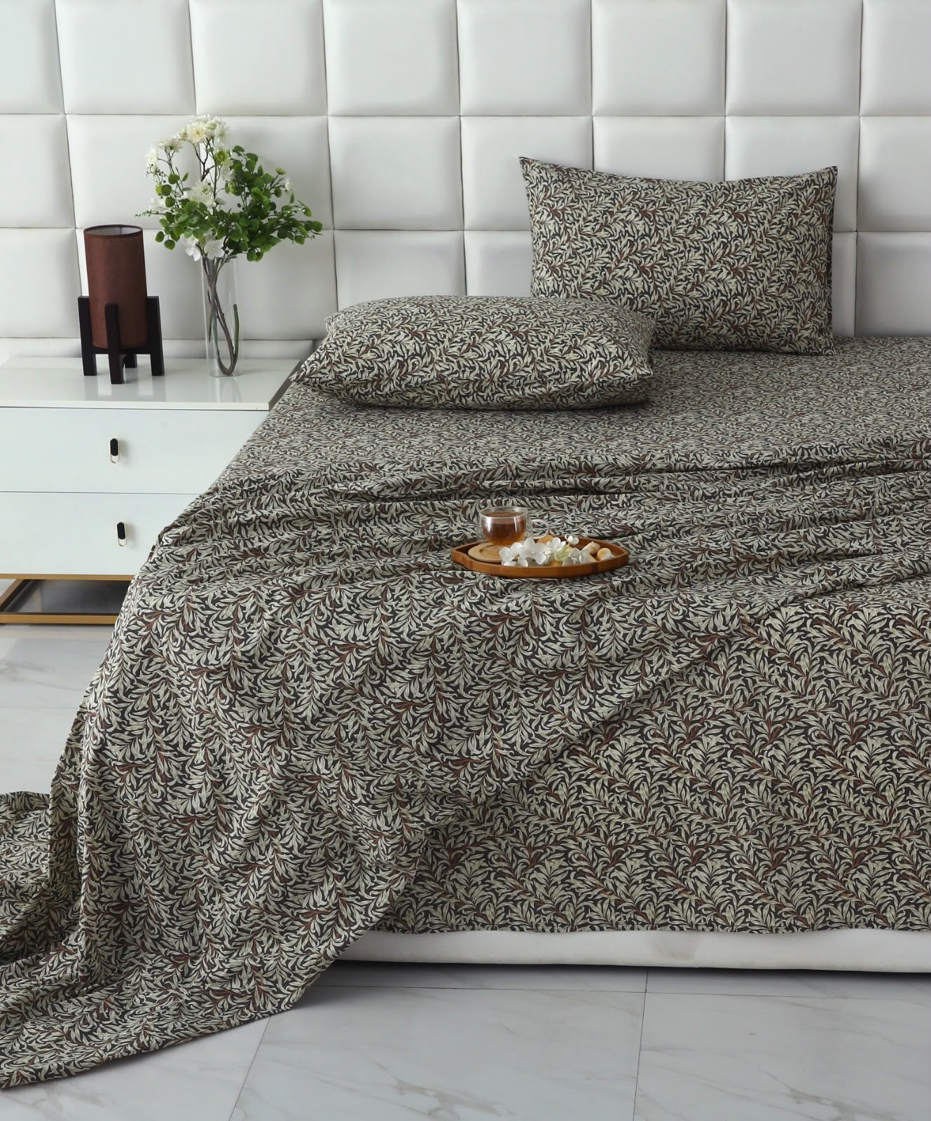 3 PCs Double Bed Sheet With Same Packing- Brown Hawaii