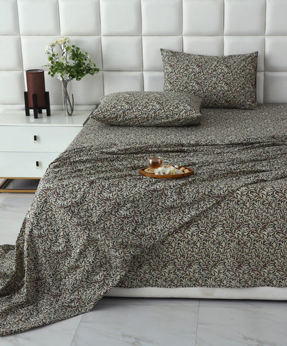 3 PCs Double Bed Sheet With Same Packing- Brown Hawaii