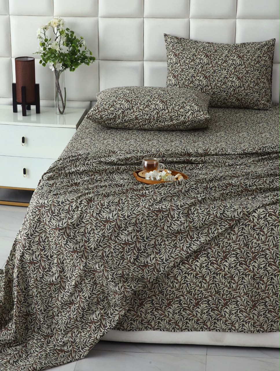 3 PCs Double Bed Sheet With Same Packing- Brown Hawaii