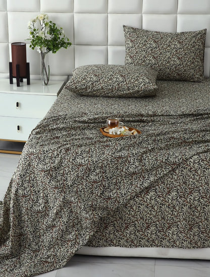 3 PCs Double Bed Sheet With Same Packing- Brown Hawaii