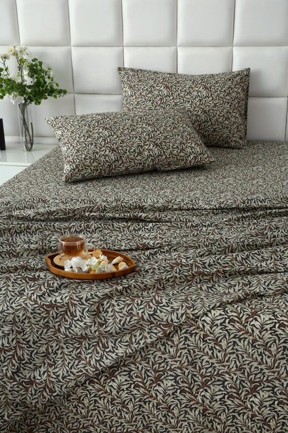 3 PCs Double Bed Sheet With Same Packing- Brown Hawaii