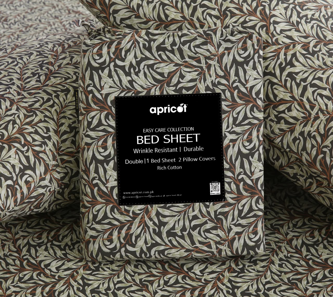 3 PCs Double Bed Sheet With Same Packing- Brown Hawaii
