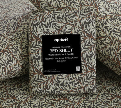 3 PCs Double Bed Sheet With Same Packing- Brown Hawaii