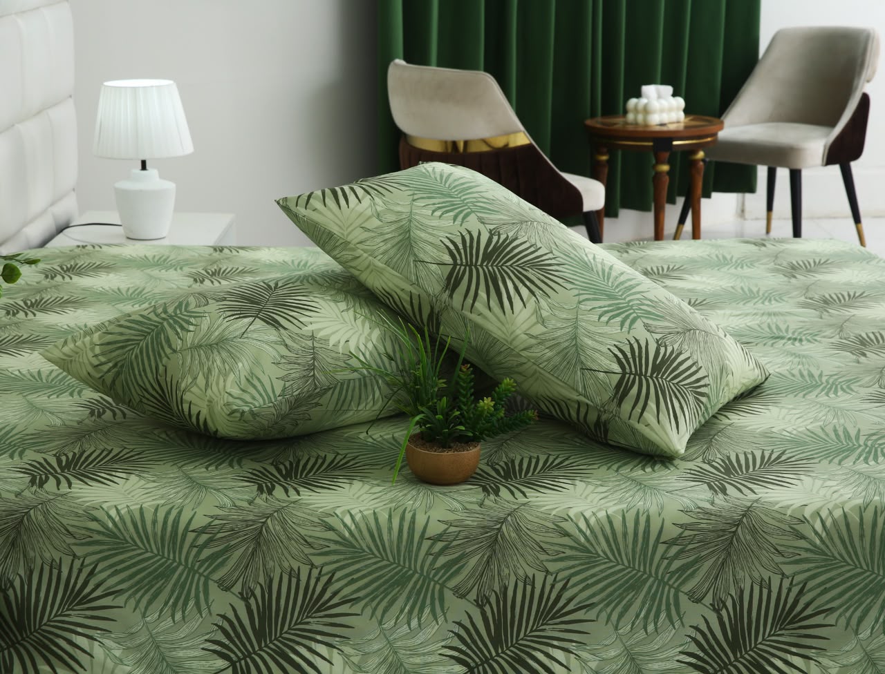 3 PCs Double Bed Sheet With Same Packing- Leaved Vanilla