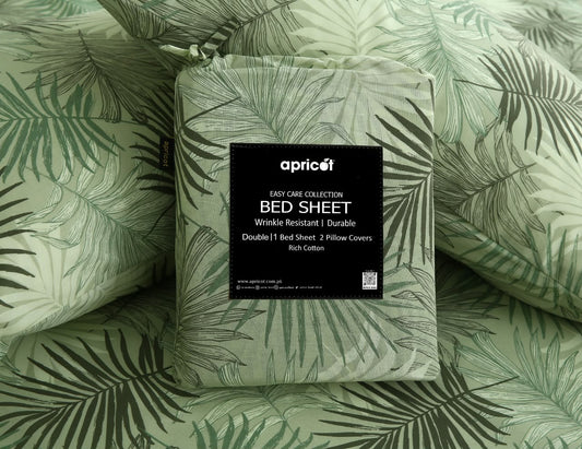 3 PCs Double Bed Sheet With Same Packing- Leaved Vanilla BED SHEET Apricot