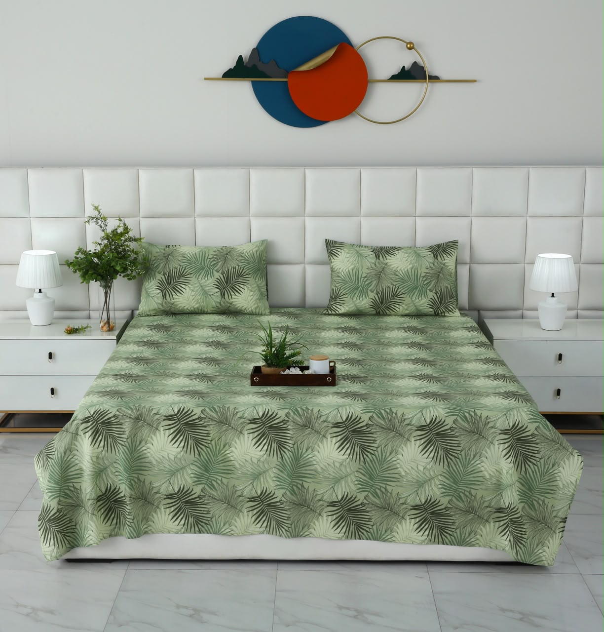 3 PCs Double Bed Sheet With Same Packing- Leaved Vanilla