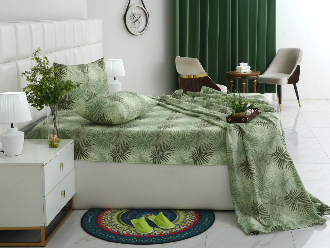 3 PCs Double Bed Sheet With Same Packing- Leaved Vanilla