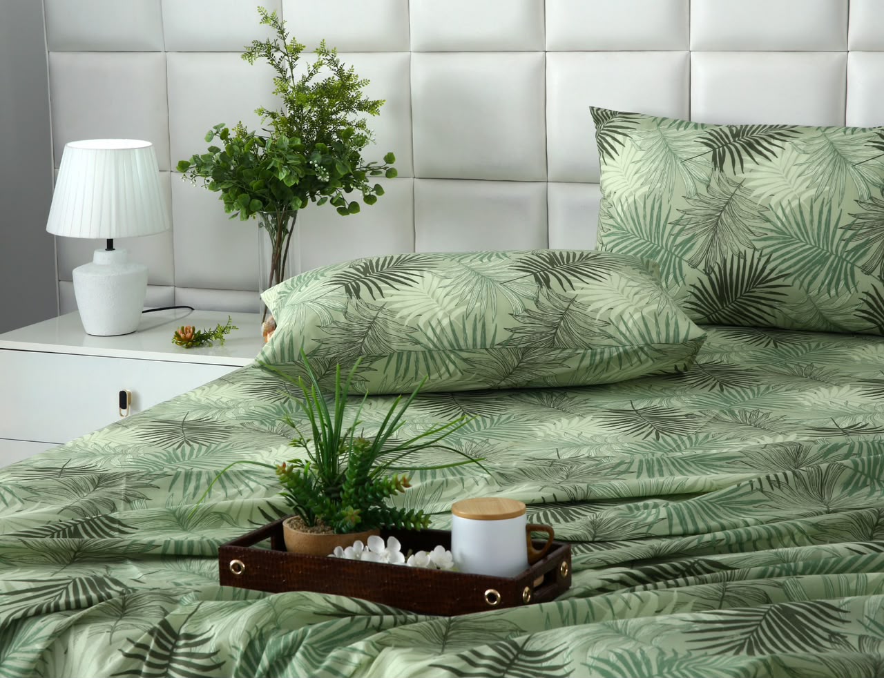 3 PCs Double Bed Sheet With Same Packing- Leaved Vanilla