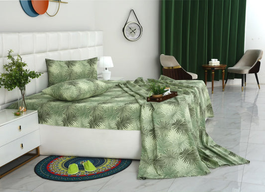 3 PCs Double Bed Sheet With Same Packing- Leaved Vanilla BED SHEET Apricot