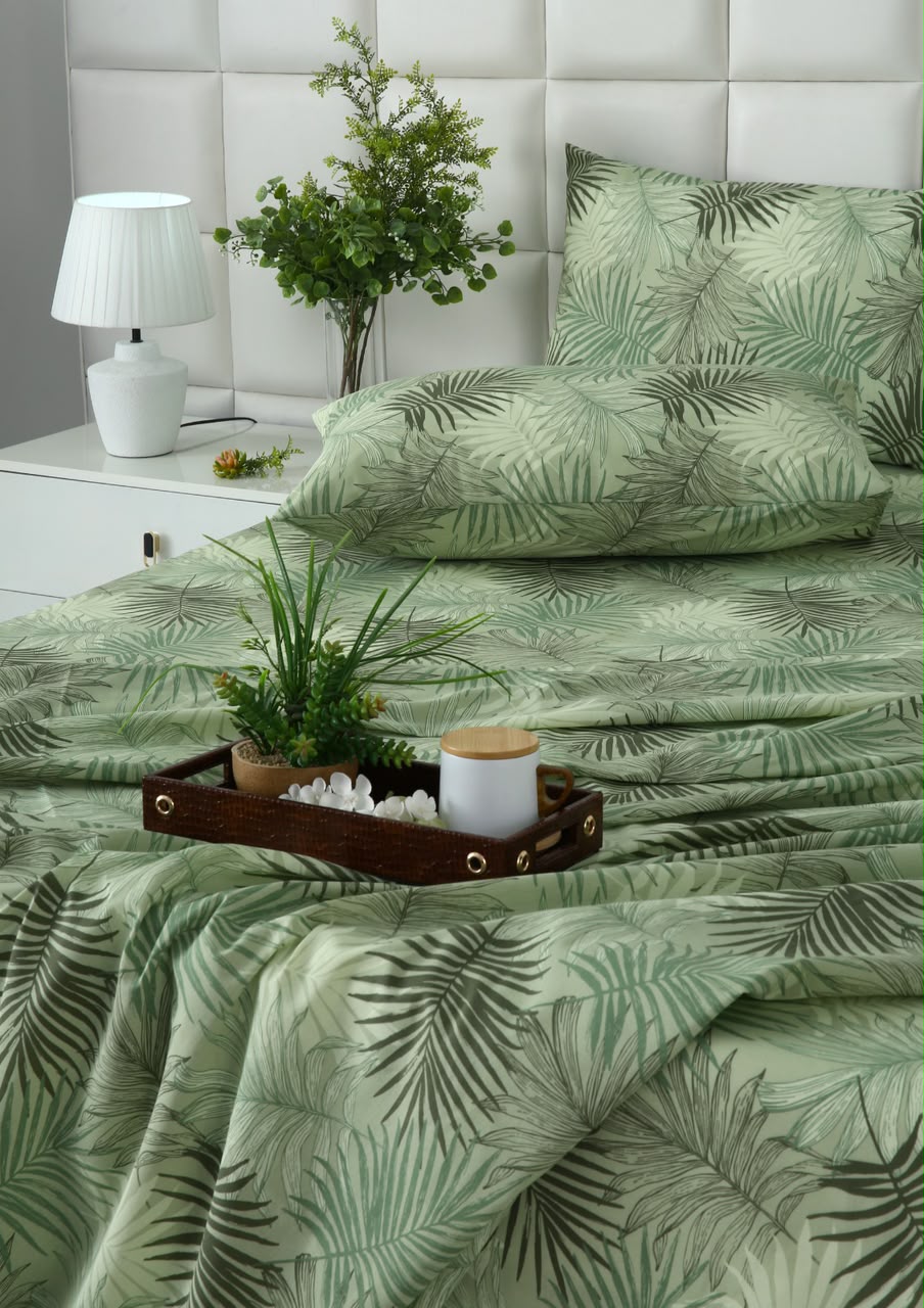 3 PCs Double Bed Sheet With Same Packing- Leaved Vanilla