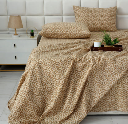 3 PCs Double Bed Sheet With Same Packing- Ecru