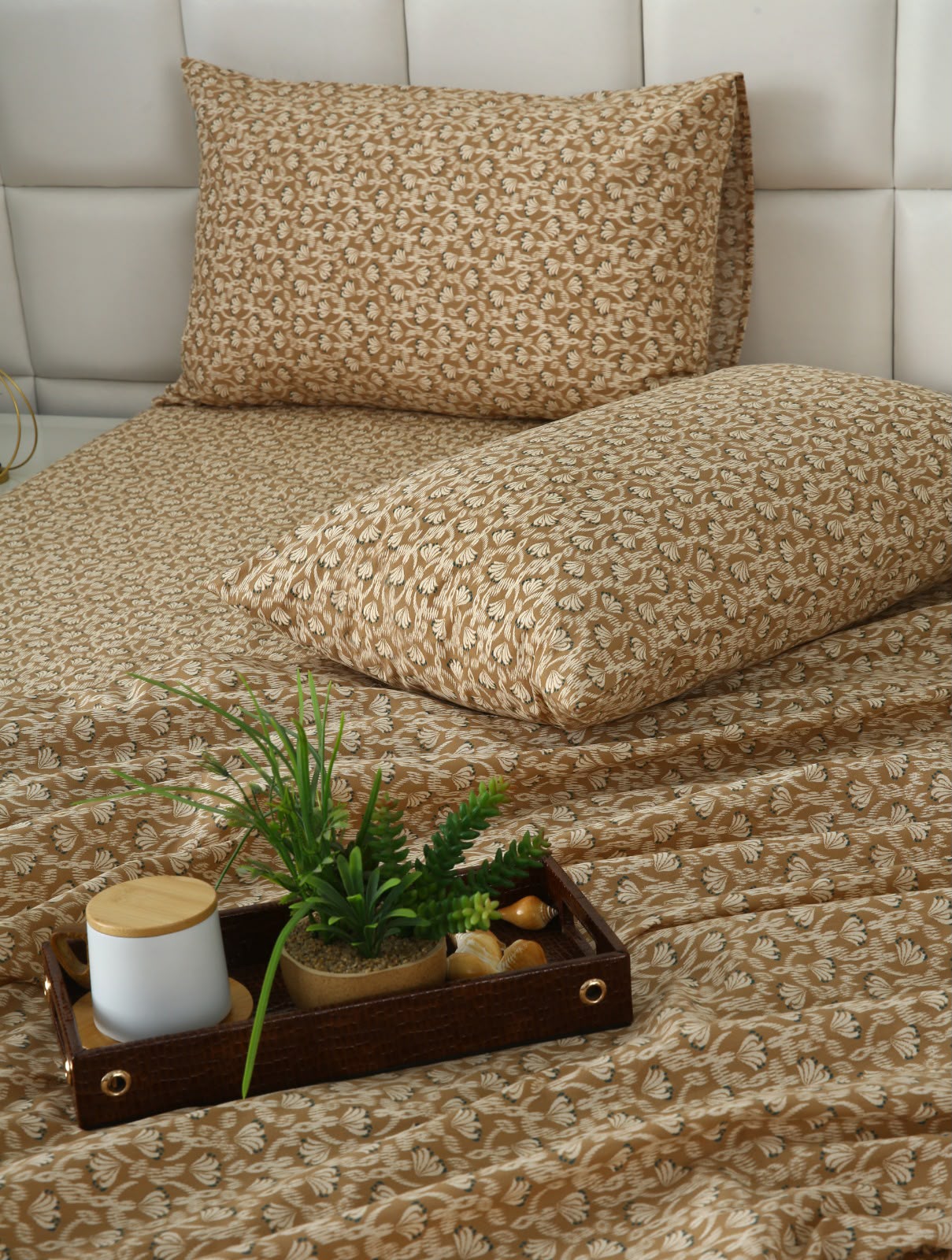 3 PCs Double Bed Sheet With Same Packing- Ecru
