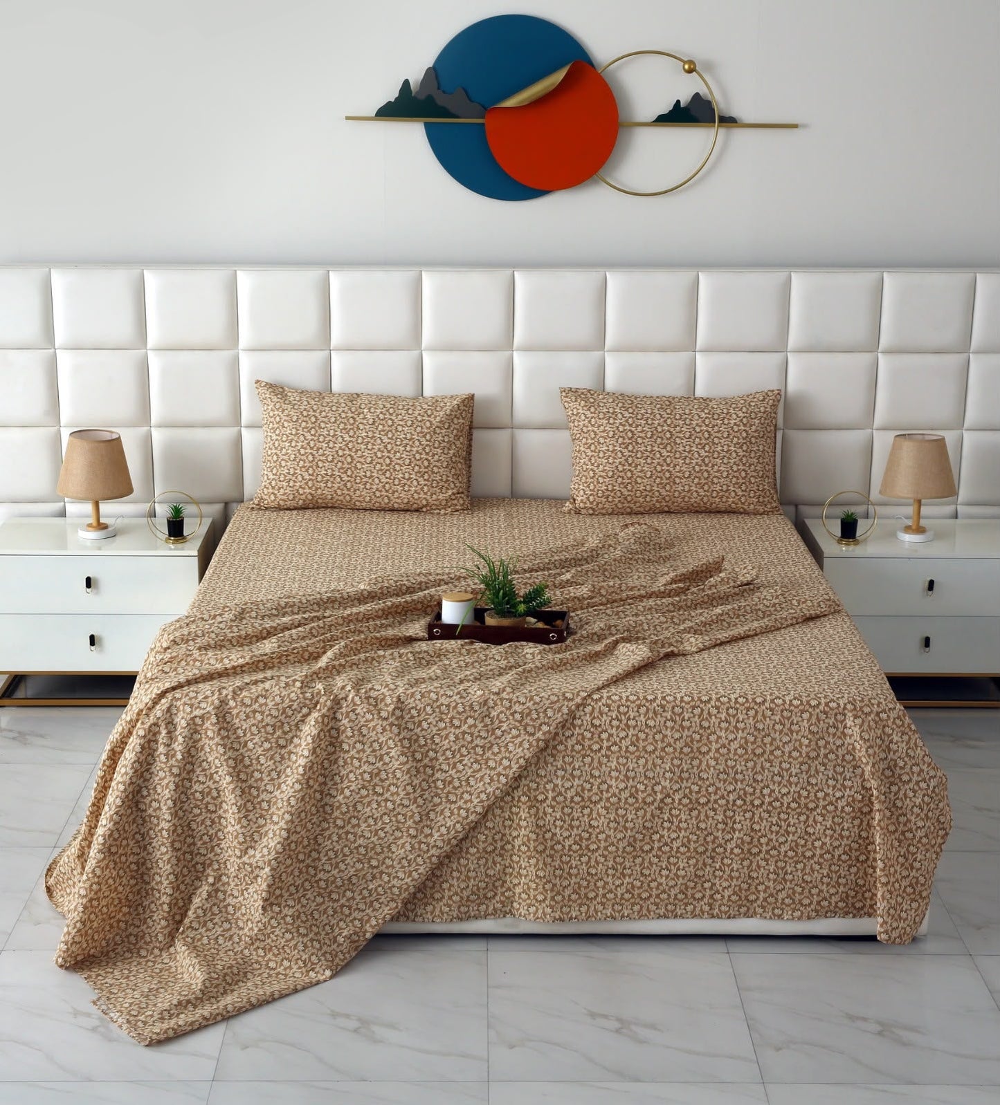 3 PCs Double Bed Sheet With Same Packing- Ecru