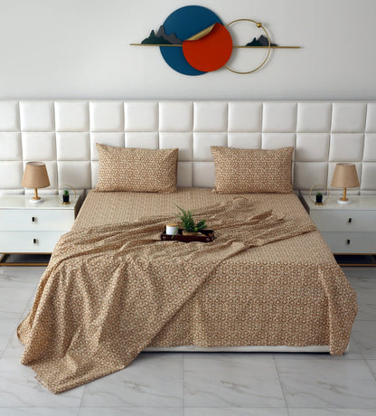 3 PCs Double Bed Sheet With Same Packing- Ecru